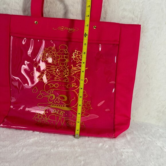 Ed Hardy Pink Tote beach travel bag Bag Gold Skull & Flowers Design "Do Or Die" - Picture 5 of 9